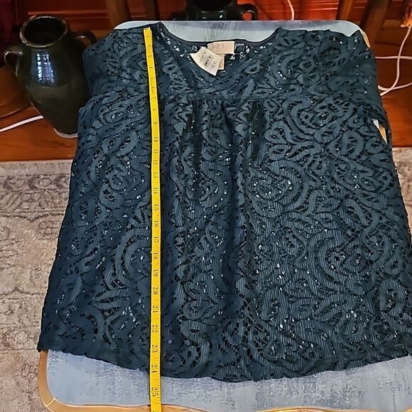 NWT Loft Outlet Teal Lace Whimsigoth Top size Small Petite - Picture 11 of 11
